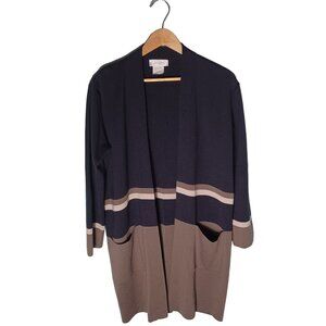 Gispa Cardigan Sweater Womens 10 Merino Wool Made in Italy Long Brown MInimalist